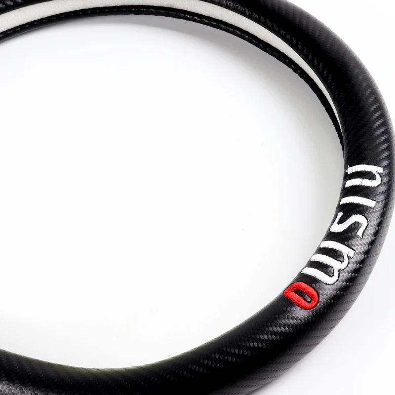 NISMO Set of Car 15" Steering Wheel Cover Carbon Fiber Style Leather NISSAN with Seat Belt Covers - Image 2