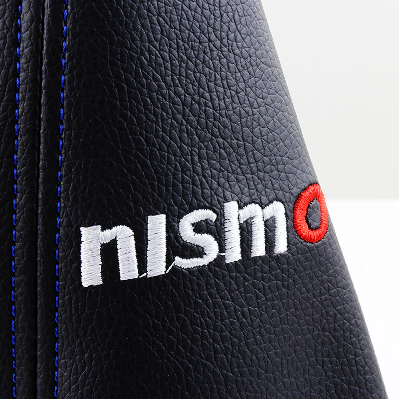 Nissan Nismo Blue Stitched Black PVC Leather Shifter Boot Cover - Image 3