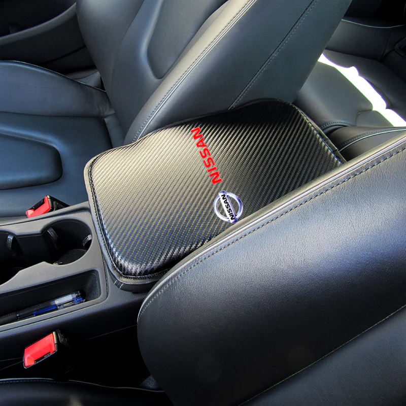 NISSAN 350Z Carbon Fiber Look Car Center Console Armrest Cushion Mat Pad Cover with LED Coasters Combo Set - Image 6