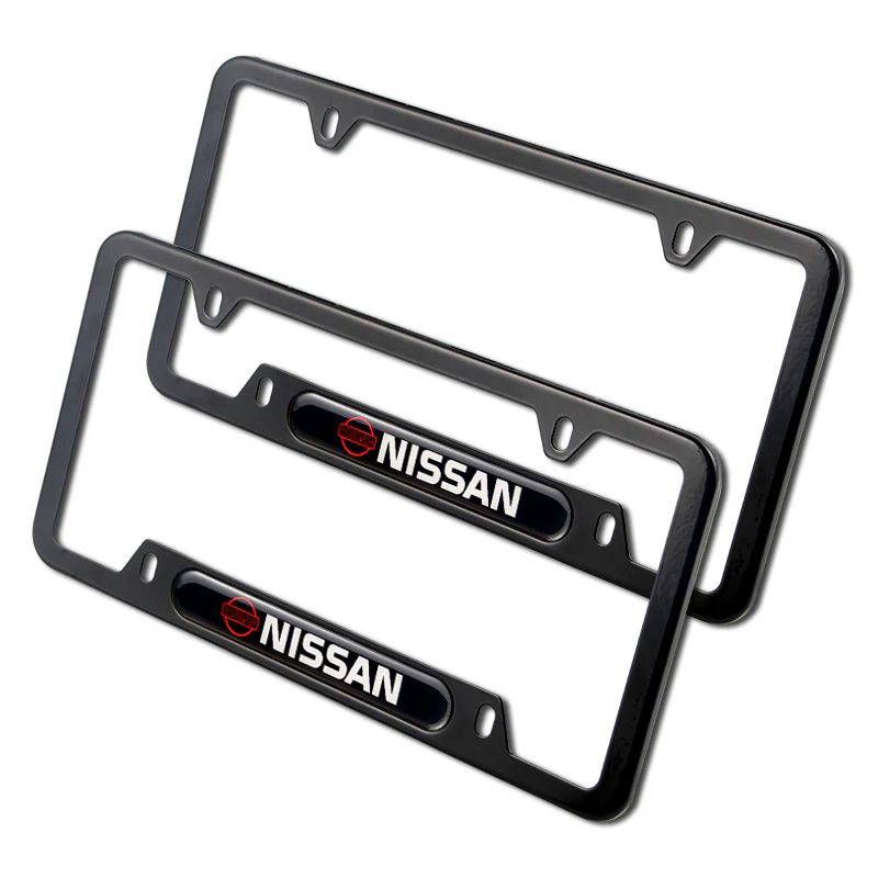 NISSAN Black Stainless Steel Metal License Plate Frame New X2 - Image 3