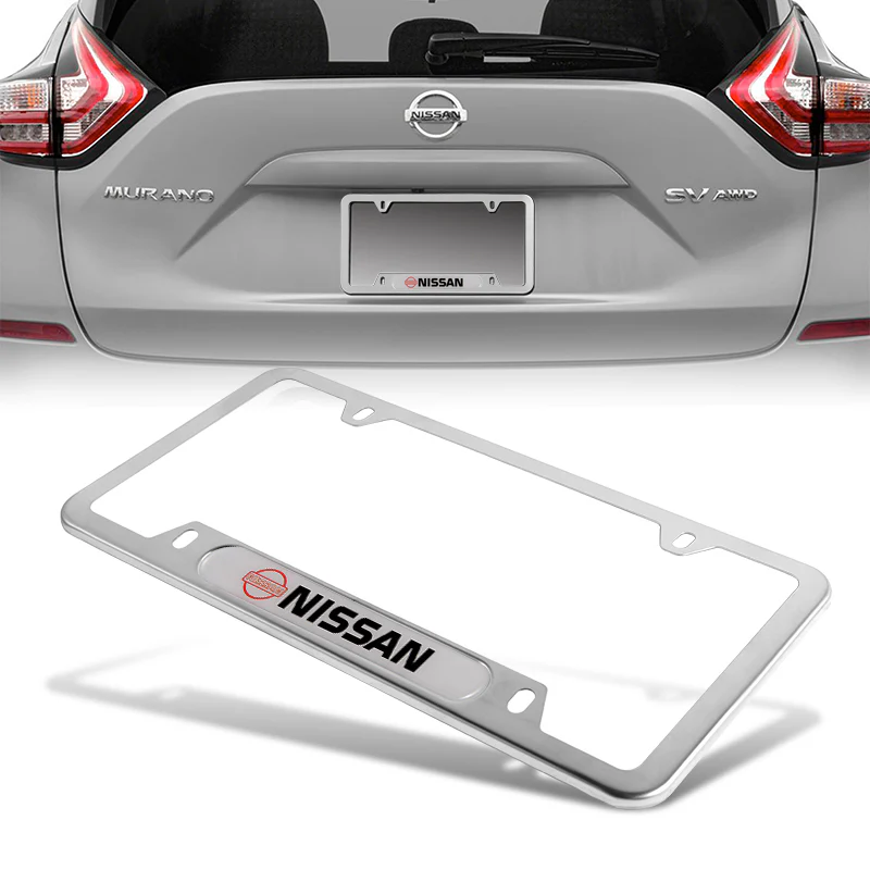 NISSAN Brand New SET Stainless Steel License Plate Frame 2pcs with Caps Bolt - Image 7