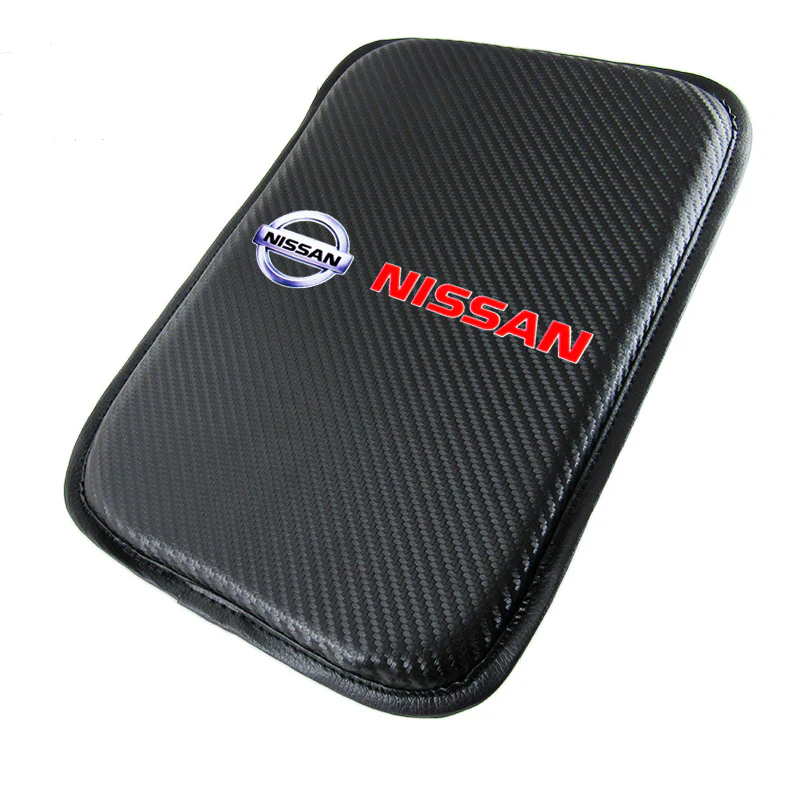 NISSAN Carbon Fiber Look Car Center Console Armrest Cushion Mat Pad Cover - Image 2