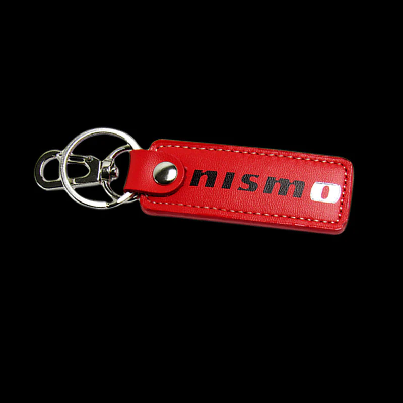 NISSAN NISMO 1 pc Red Leather Rectangle Key Fob Keyring Keychain Tag Lanyard Holder Clip New - Image 2