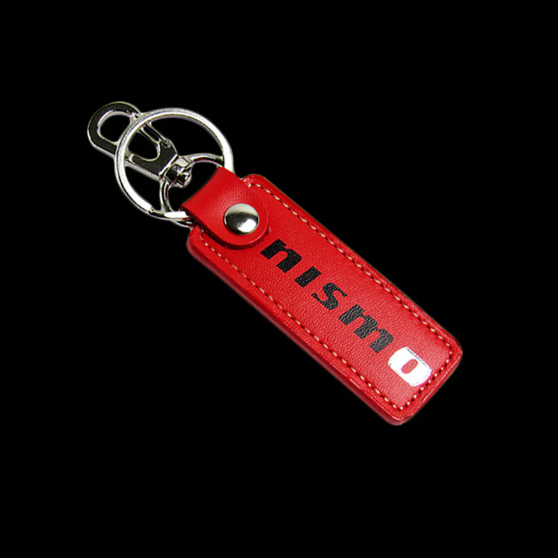 NISSAN NISMO 1 pc Red Leather Rectangle Key Fob Keyring Keychain Tag Lanyard Holder Clip New - Image 4