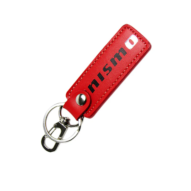 NISSAN NISMO 1 pc Red Leather Rectangle Key Fob Keyring Keychain Tag Lanyard Holder Clip New - Image 5