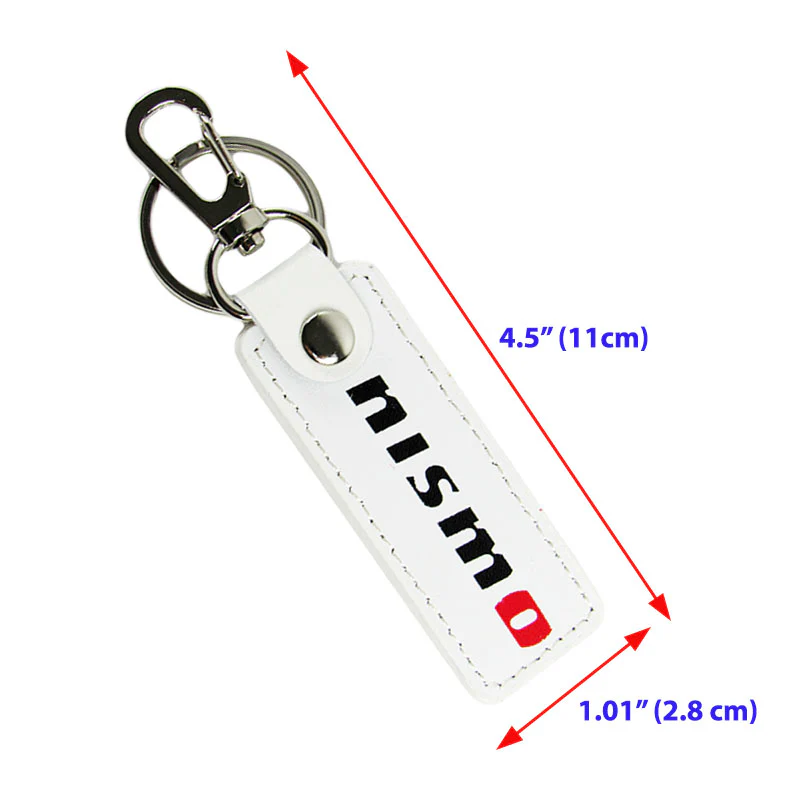 NISSAN NISMO 1 pc White Leather Rectangle Key Fob Keyring Keychain Tag Lanyard Holder Clip New - Image 4