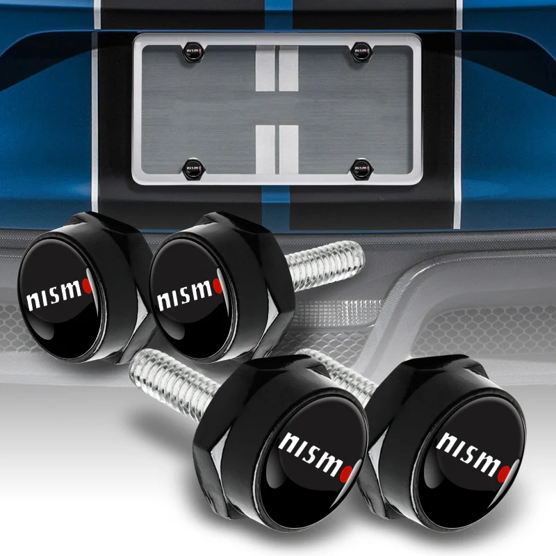 Nissan Nismo 100% Real Carbon Fiber License Plate Frame 2 pcs with Caps Bolts & Screws SET - Image 2