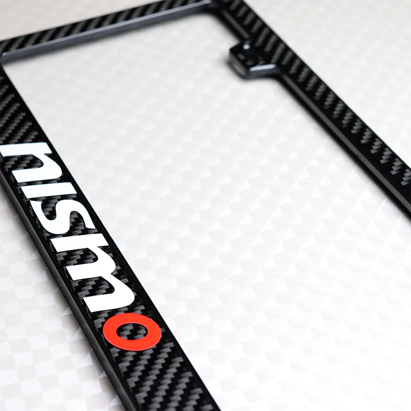 Nissan Nismo 100% Real Carbon Fiber License Plate Frame with Caps & Screws x2 - Image 2