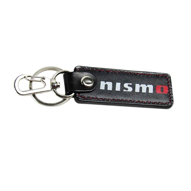 NISSAN NISMO 2 pc Black Leather Rectangle Key Fob Keyring Keychain Tag Lanyard Holder Clip New - Image 3