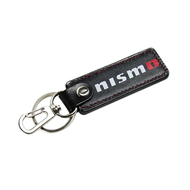 NISSAN NISMO 2 pc Black Leather Rectangle Key Fob Keyring Keychain Tag Lanyard Holder Clip New - Image 4