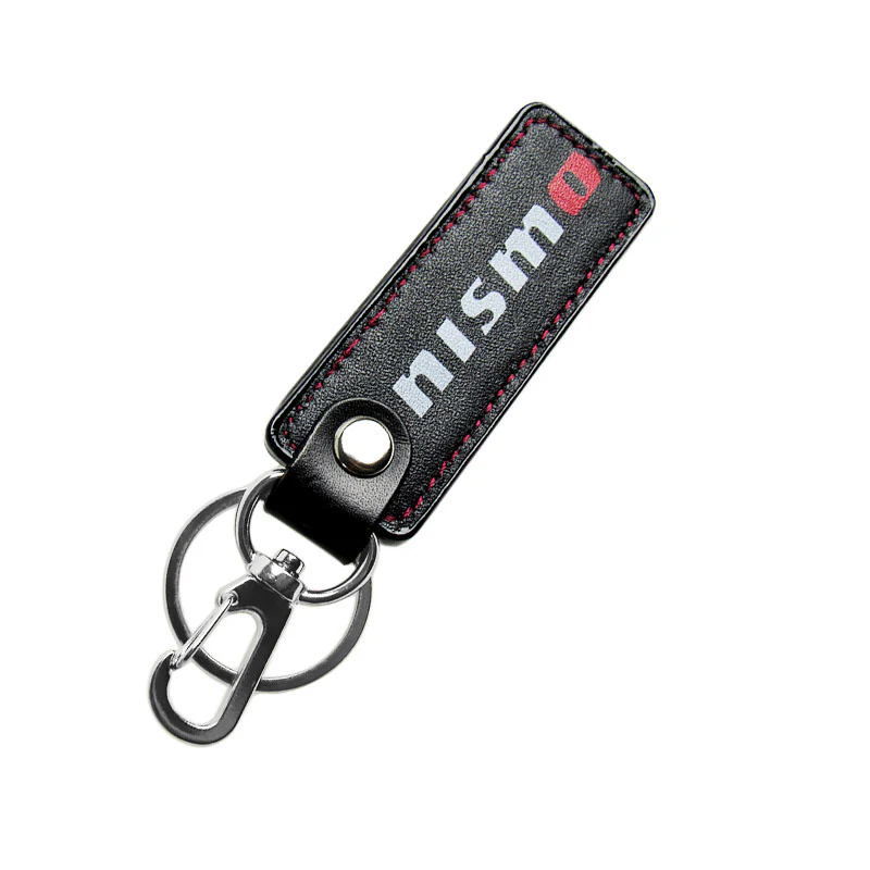 NISSAN NISMO 2 pc Black Leather Rectangle Key Fob Keyring Keychain Tag Lanyard Holder Clip New - Image 6