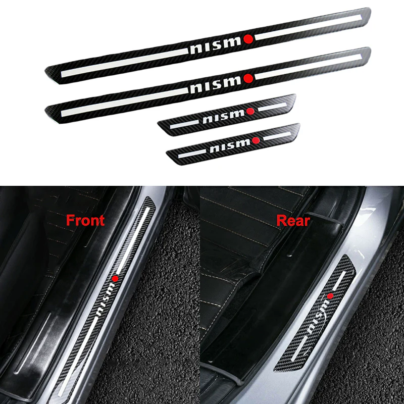 Nissan Nismo Carbon Fiber Car Door Welcome Plate Sill Scuff Cover Panel Sticker 4PC Set with LED Coaster - Image 6