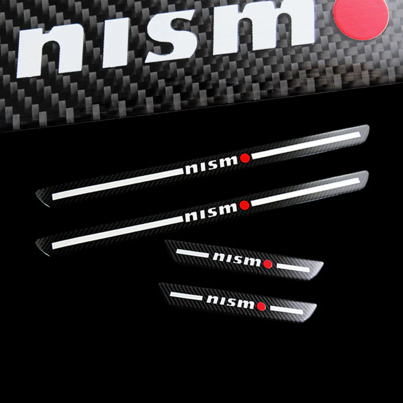 Nissan Nismo Carbon Fiber Car Door Welcome Plate Sill Scuff Cover Panel Sticker 4PC Set with LED Coaster - Image 8