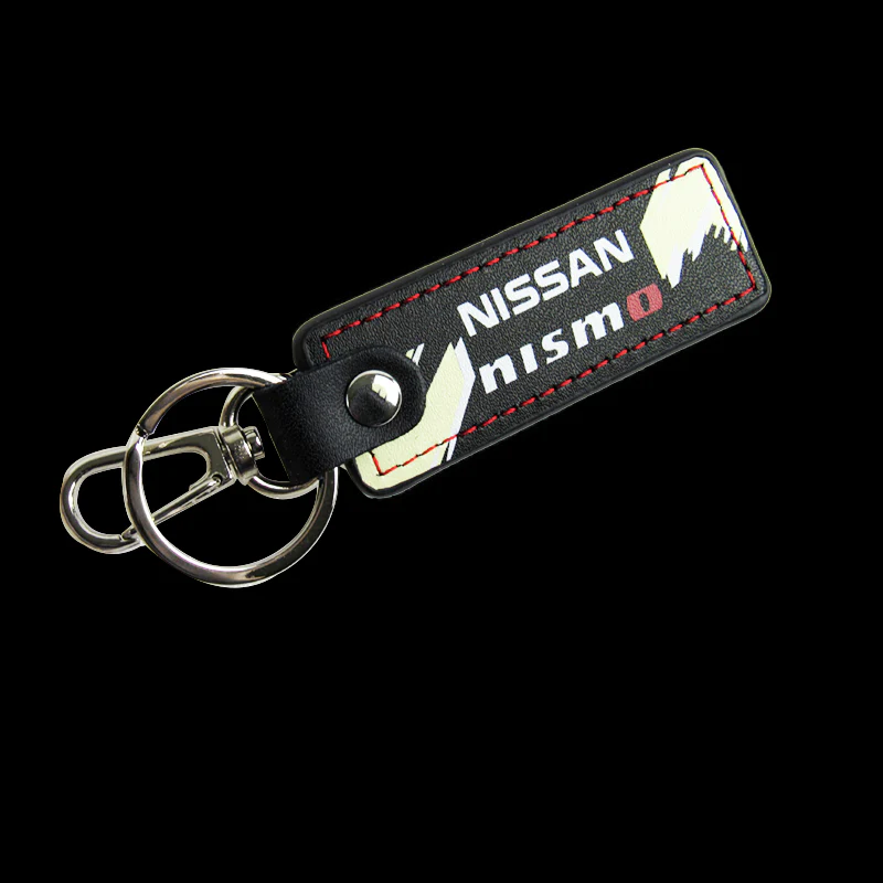 NISSAN NISMO JDM 1 pc Black Leather Rectangle Key Fob Keyring Keychain Tag Lanyard Holder Clip New - Image 3