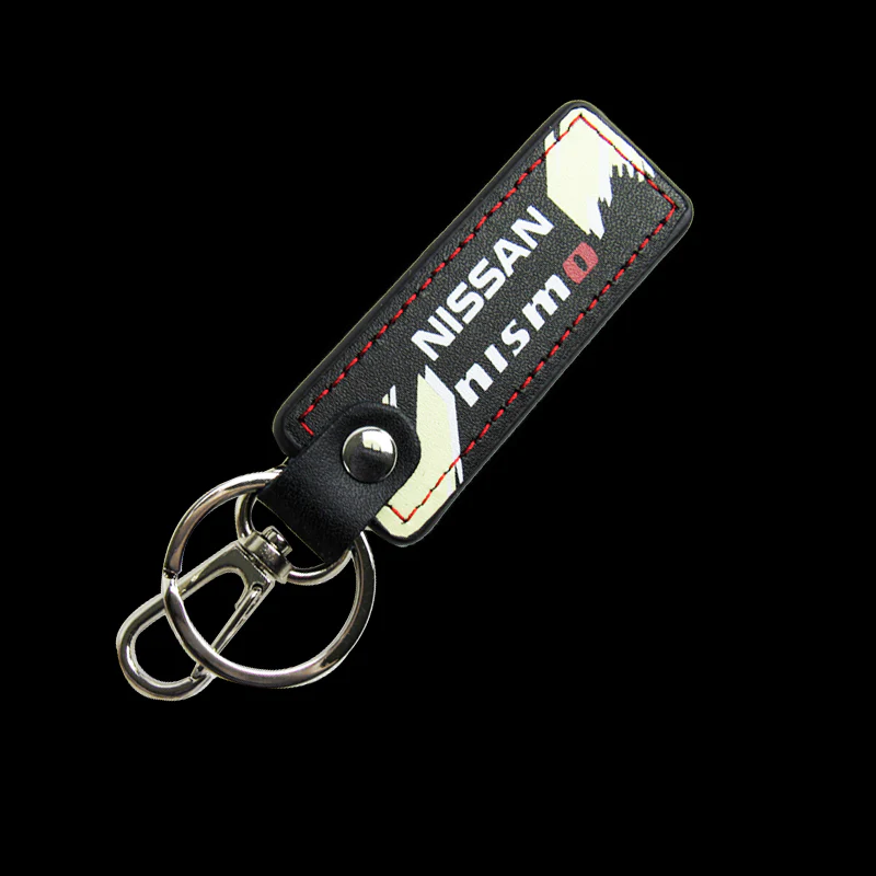 NISSAN NISMO JDM 1 pc Black Leather Rectangle Key Fob Keyring Keychain Tag Lanyard Holder Clip New - Image 7