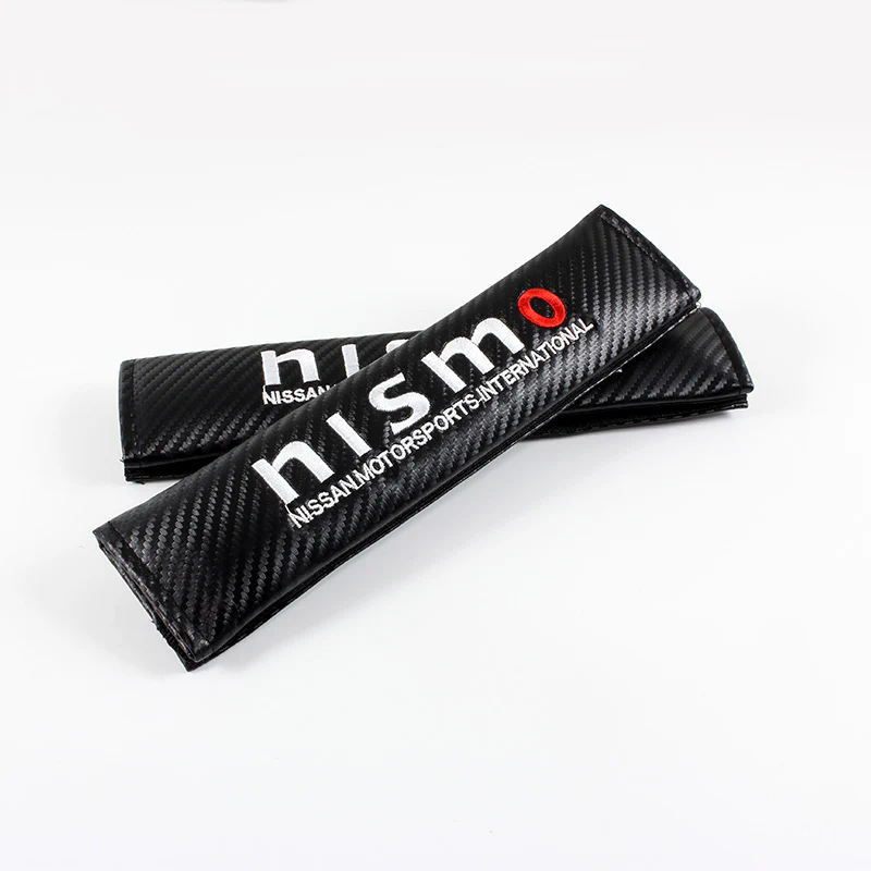 NISSAN NISMO Set of Car 15" Steering Wheel Cover Carbon Fiber Style Leather with Seat Belt Covers - Image 4