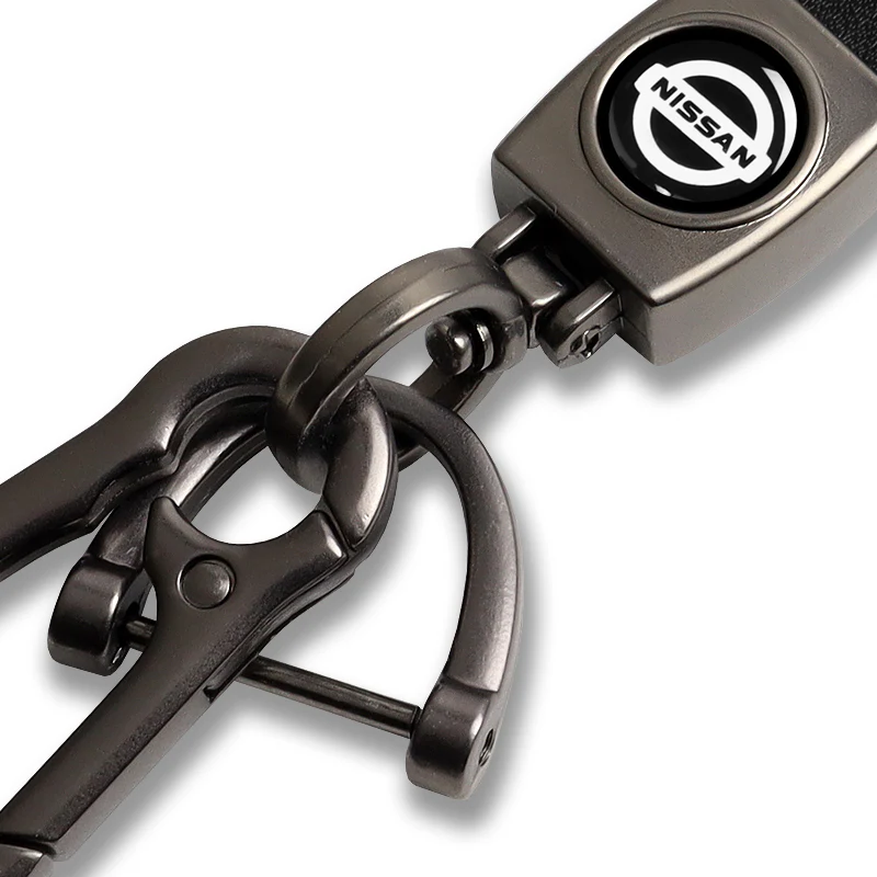 NISSAN NISMO Universal Black 3D Logo Leather Metal Gift Decor Quick Release Lanyard Keychain - Image 2