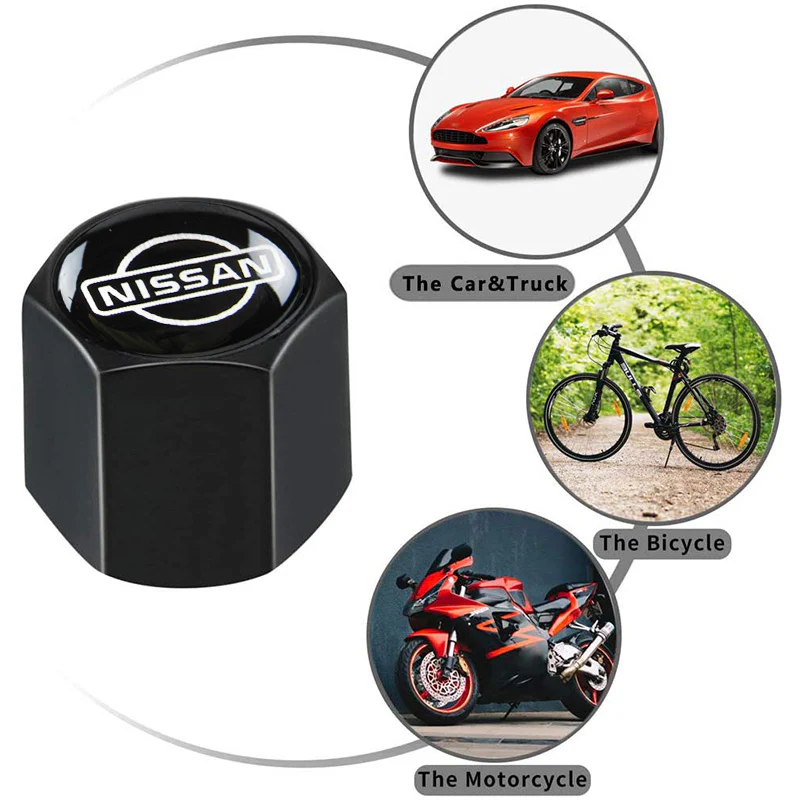 NISSAN NISMO Universal Car SUV Wheel Tire Valves Dust Stem Air Caps Keychain Emblem Black Set - Image 4
