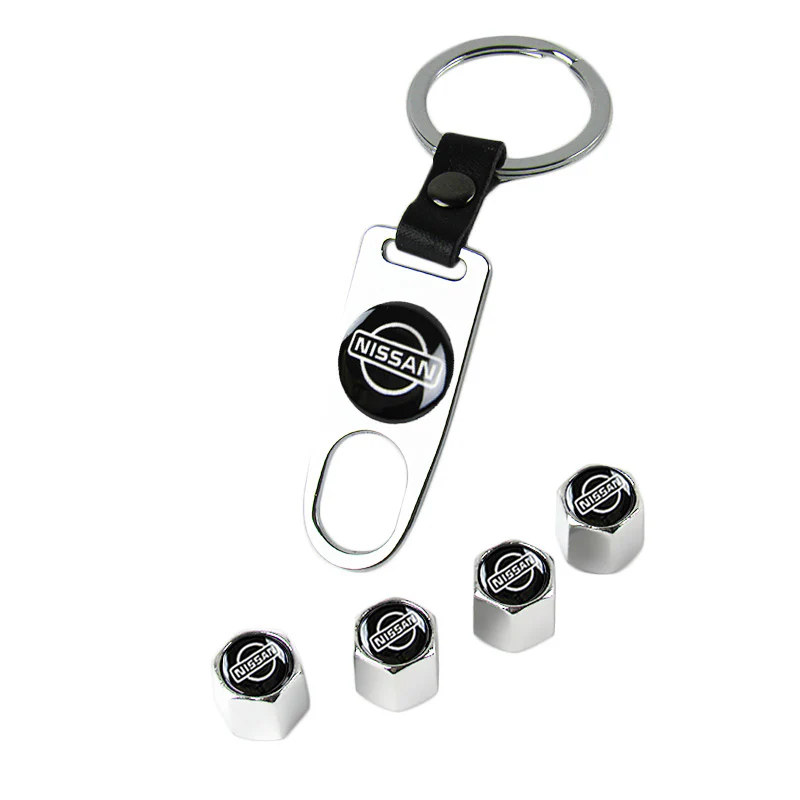 NISSAN NISMO Universal Car SUV Wheel Tire Valves Dust Stem Air Caps Keychain Emblem Silver Set - Image 5