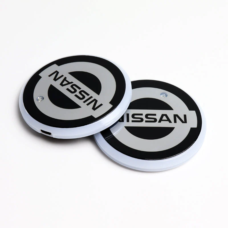 NISSAN Set 7 Color LED Cup Holder Car Button Mat Atmosphere Light 2PCS with Lanyard Key Chain - Image 10