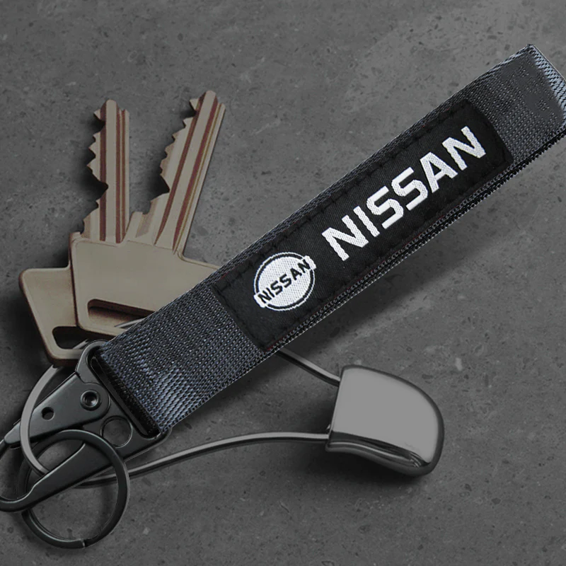 Nissan Set Black Keychain Metal Key Ring with Black Carbon Fiber Look Seat Belt Covers - Image 7