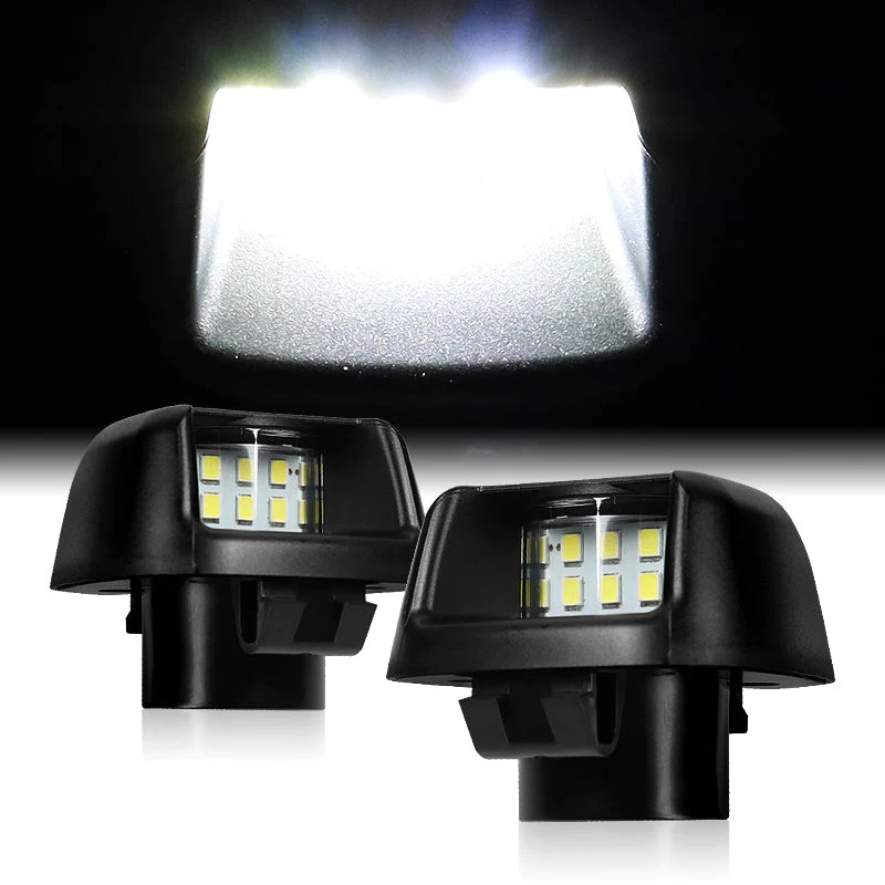 Nissan Set of Frontier/Titan/Armada Xenon White SMD LED 6000K License Plate Lights with Stainless Steel License Plate Frame - Image 4
