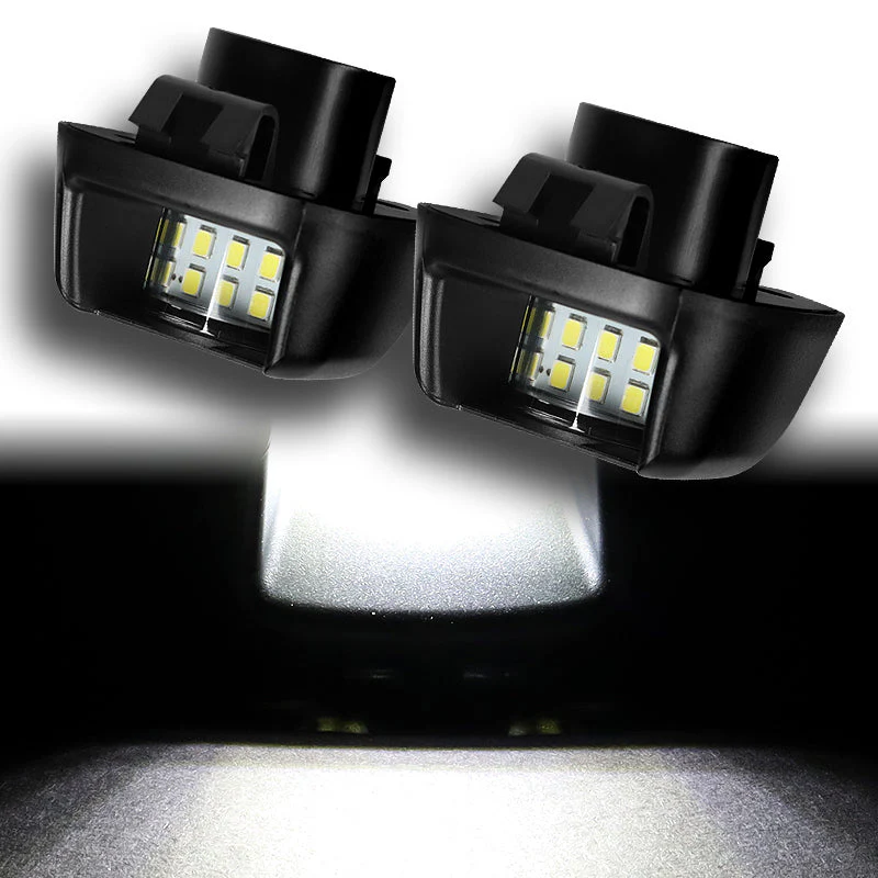 Nissan Set of Frontier/Titan/Armada Xenon White SMD LED 6000K License Plate Lights with Stainless Steel License Plate Frame - Image 8