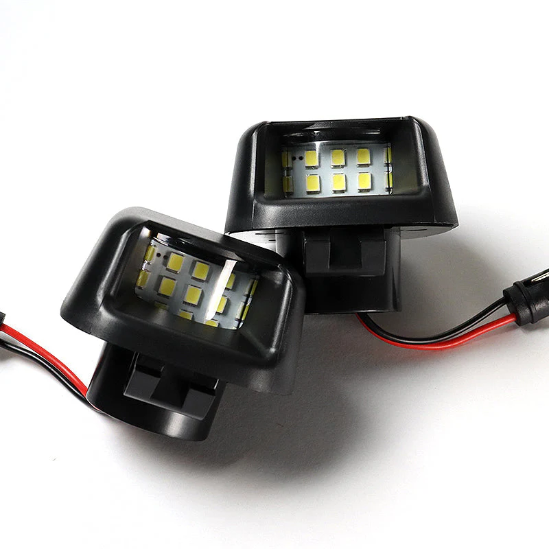 Nissan Set of Frontier/Titan/Armada Xenon White SMD LED 6000K License Plate Lights with Stainless Steel License Plate Frame - Image 9