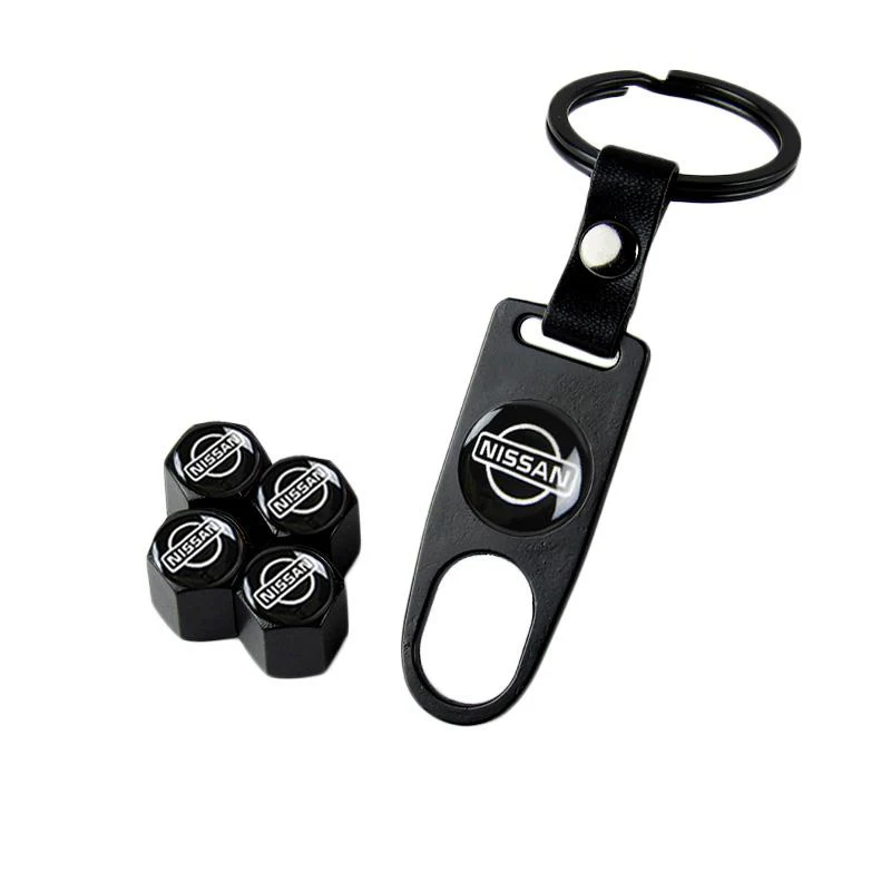NISSAN Set LOGO Emblems with Black Tire Valves Wheel Air Caps Keychain - US SELLER - Image 6