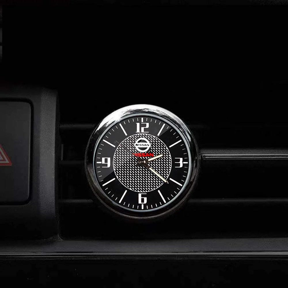 NISSAN Set of Car 15" Steering Wheel Cover Carbon Fiber Look Leather with Exquisite Clock - Image 3