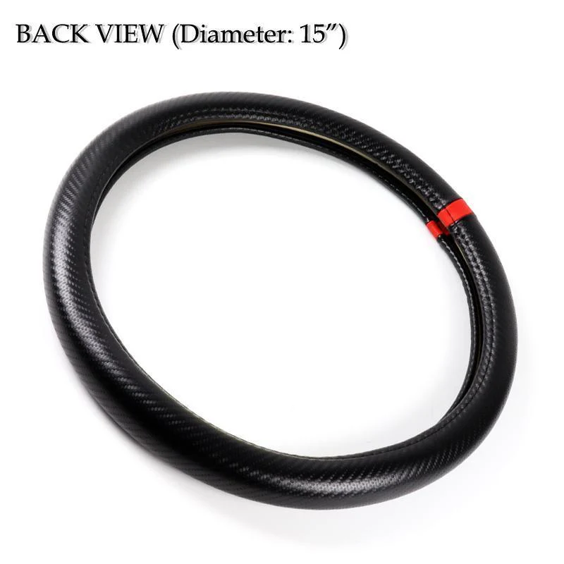 NISSAN Set of Car 15" Steering Wheel Cover Carbon Fiber Look Leather with Exquisite Clock - Image 7
