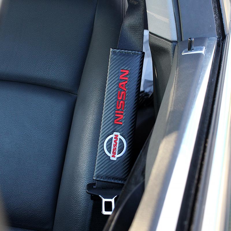NISSAN Set of Car 15" Steering Wheel Cover Carbon Fiber Style Leather NISMO with Seat Belt Covers - Image 4