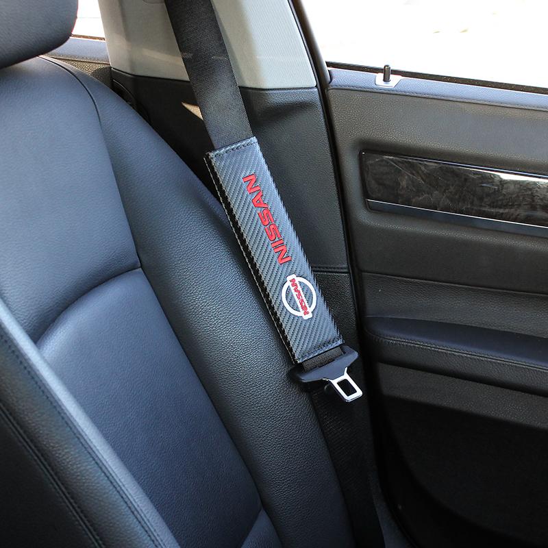 NISSAN Set of Car 15" Steering Wheel Cover Carbon Fiber Style Leather NISMO with Seat Belt Covers - Image 9