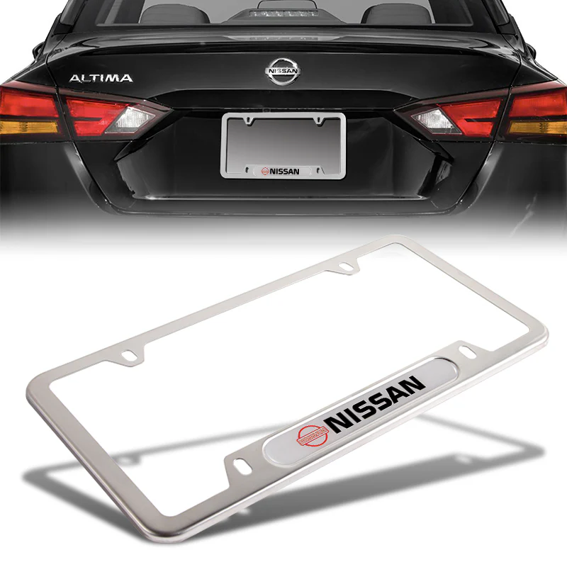 NISSAN Silver Stainless Steel Metal License Plate Frame New X2 - Image 4