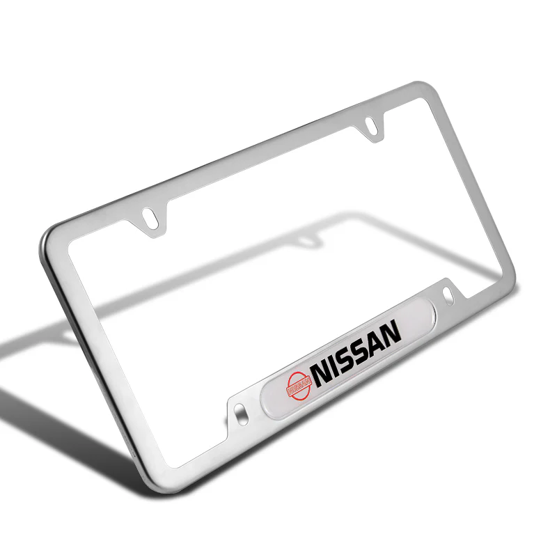NISSAN Silver Stainless Steel Metal License Plate Frame New X2 - Image 5