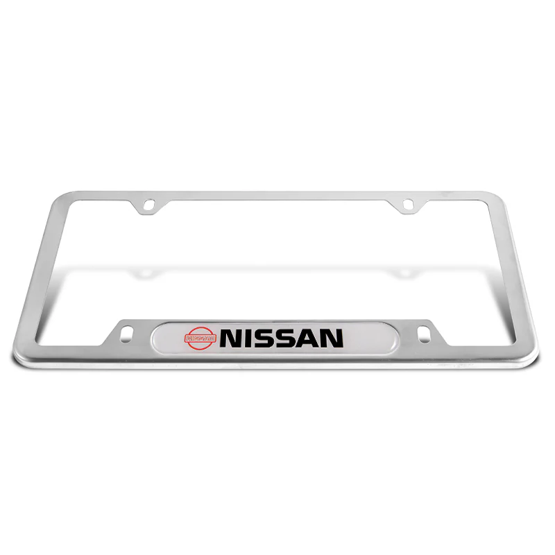 NISSAN Silver Stainless Steel Metal License Plate Frame New X2 - Image 6