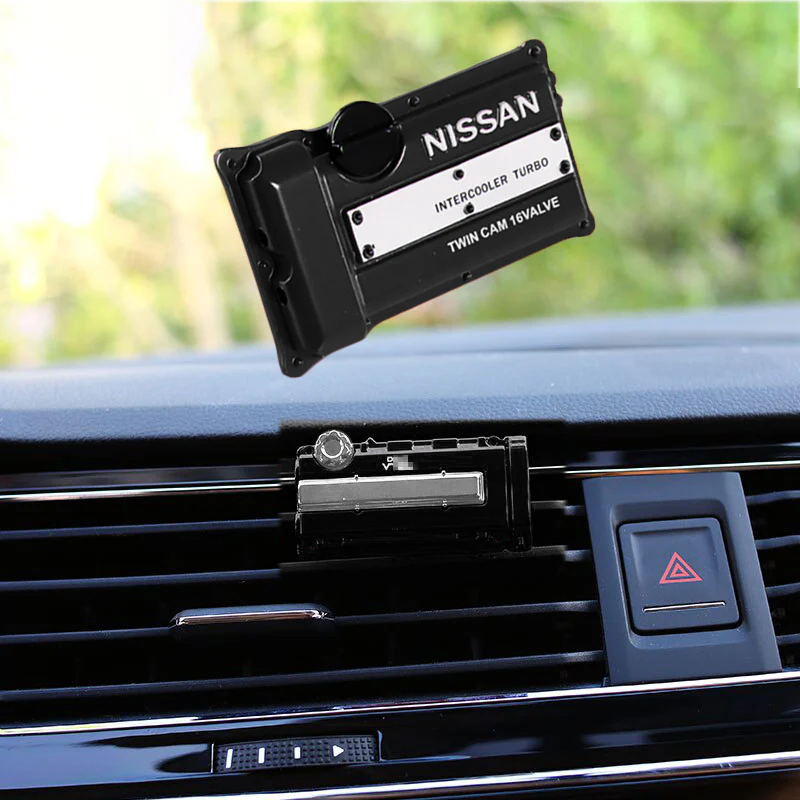NISSAN Stainless Steel Engine Valve Cover Black Car Vent Clip Air Freshener Kit - Lemon Scent - Image 3