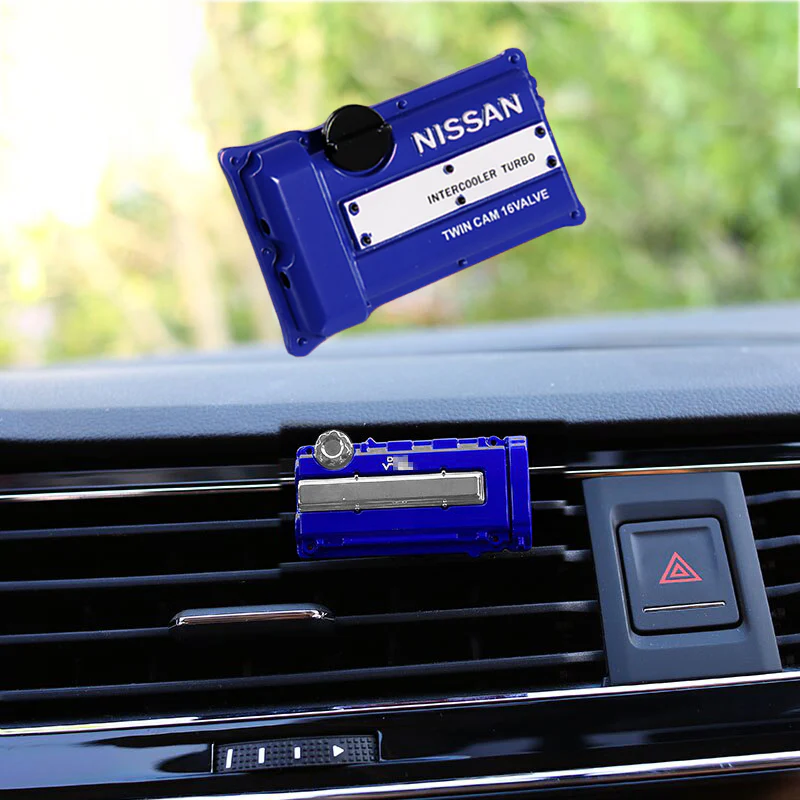 NISSAN Stainless Steel Engine Valve Cover Blue Car Vent Clip Air Freshener Kit - COLOGNE Scent - Image 2