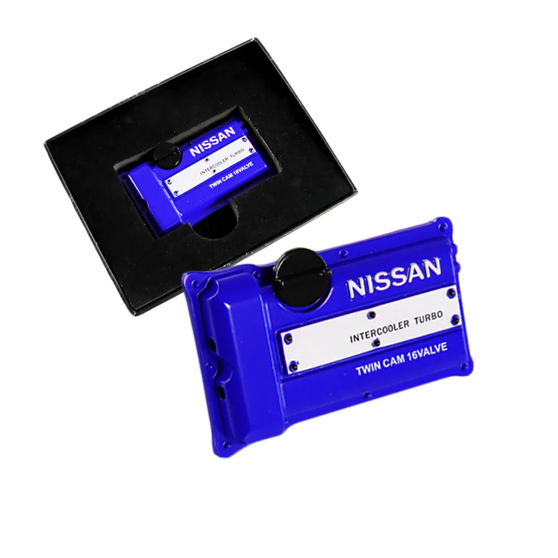 NISSAN Stainless Steel Engine Valve Cover Blue Car Vent Clip Air Freshener Kit - Lemon Scent - Image 7