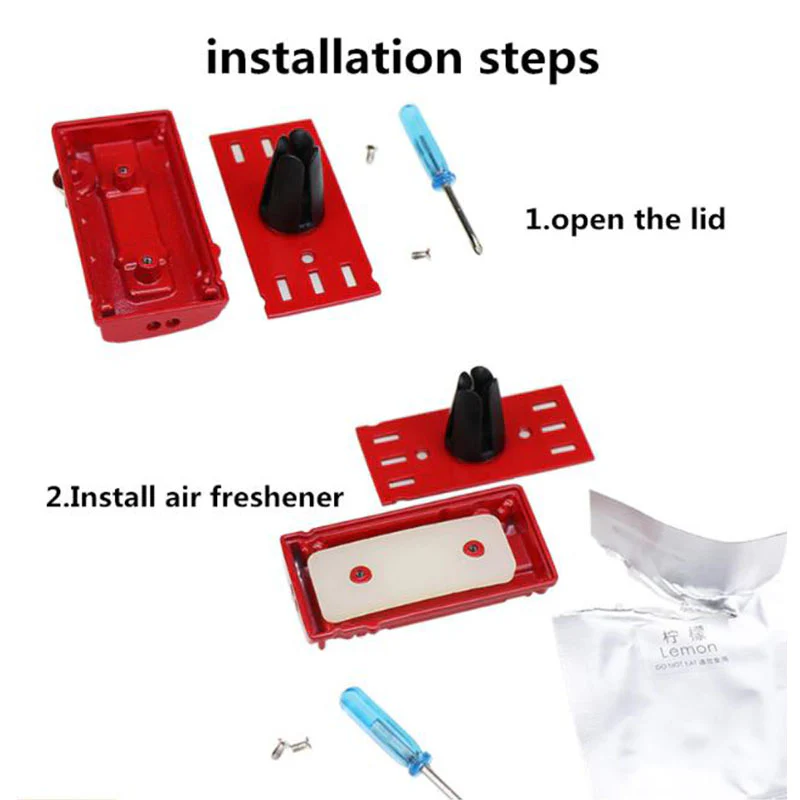 NISSAN Stainless Steel Engine Valve Cover Red Car Vent Clip Air Freshener Kit - Lemon Scent - Image 3