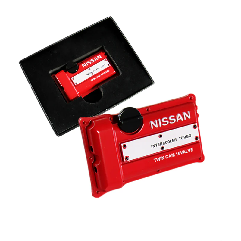 NISSAN Stainless Steel Engine Valve Cover Red Car Vent Clip Air Freshener Kit - Lemon Scent - Image 5