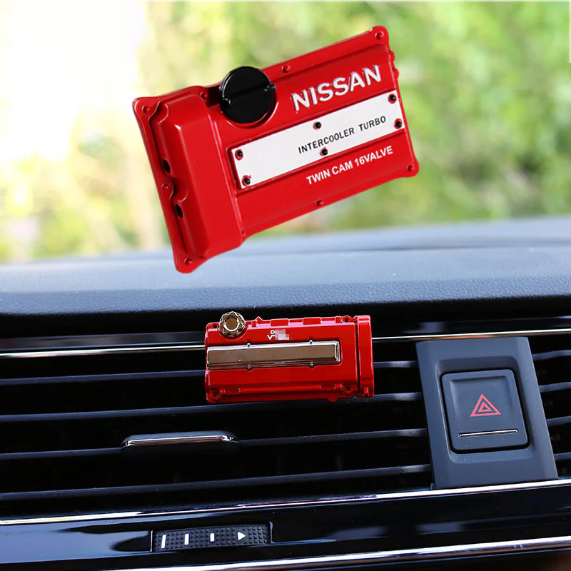 NISSAN Stainless Steel Engine Valve Cover Red Car Vent Clip Air Freshener Kit - Ocean Scent - Image 3