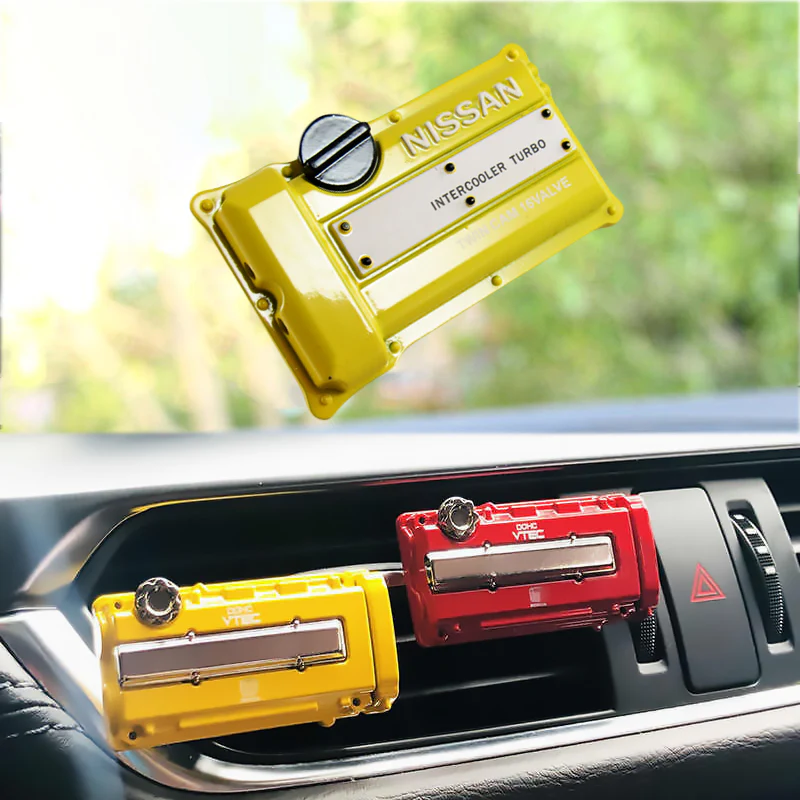 NISSAN Stainless Steel Engine Valve Cover Yellow Car Vent Clip Air Freshener Kit - Ocean Scent - Image 3