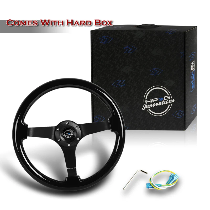 NRG 14" 350mm 6-Bolt Hole Black Wood Grip With Aluminum Finished 3-Spoke 3 Inch Deep Dish Steering Wheel RST-036BK-BK -Black Spoke - Image 6