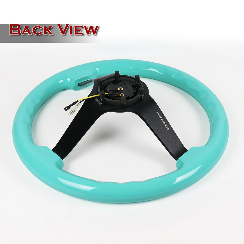 NRG 14" 350mm 6-Bolt Hole Classic Minty Fresh Wood Grip Aluminum Finished 3-Spoke 3 Inch Deep Dish Steering Wheel RST-036MF-BK -Black Spoke - Image 5