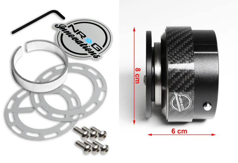 NRG Black / Carbon Ring Race 6-Bolt Steering Wheel Gen 2.0 Quick Release Adapter -SRK-200CF - Image 2