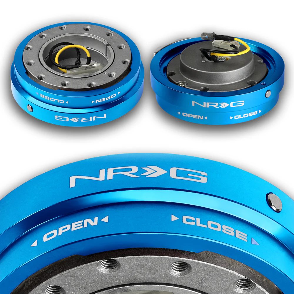 NRG Blue Aluminum 1.25 Thin 6-Bolt Steering Wheel Universal Short Hub Adapter Quick Release Spacer -SRK-400BL - Image 2