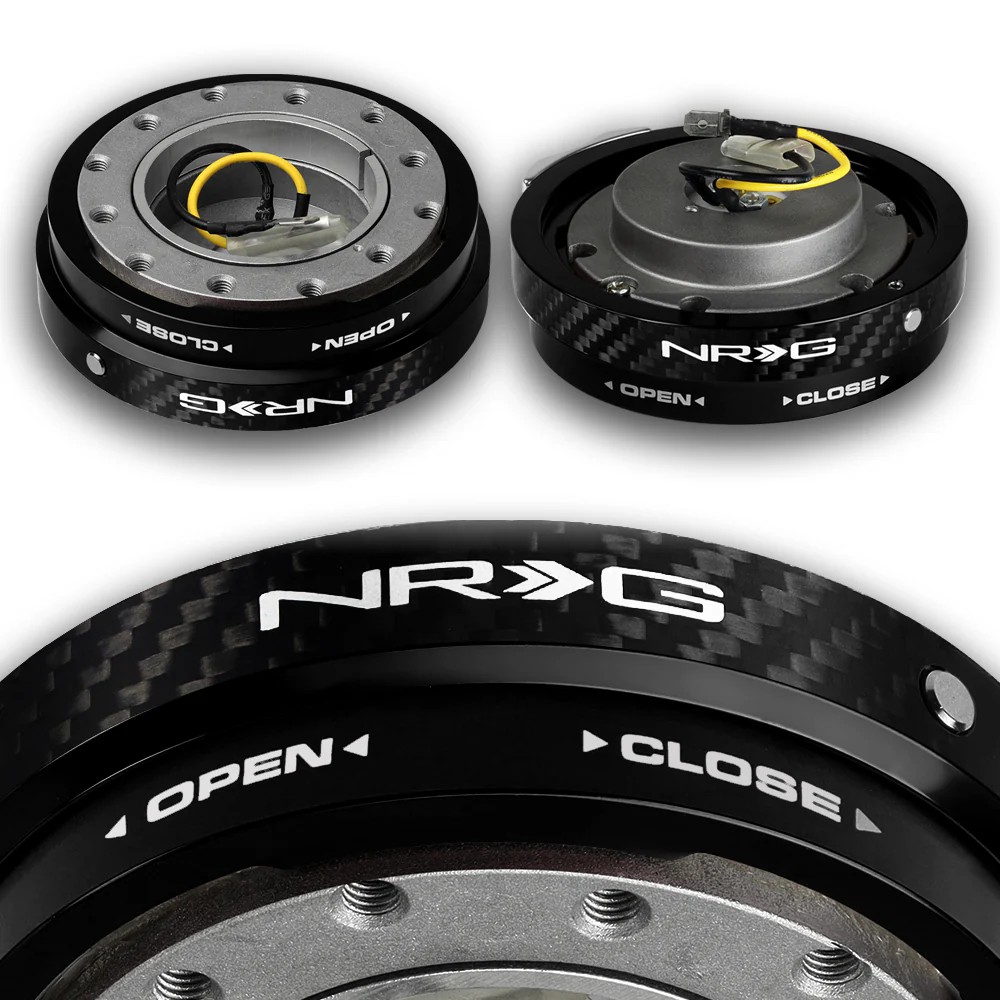 NRG Carbon Fiber Look Aluminum 1.25 Thin 6-Bolt Steering Wheel Universal Short Hub Adapter Quick Release Spacer -SRK-400CF - Image 2