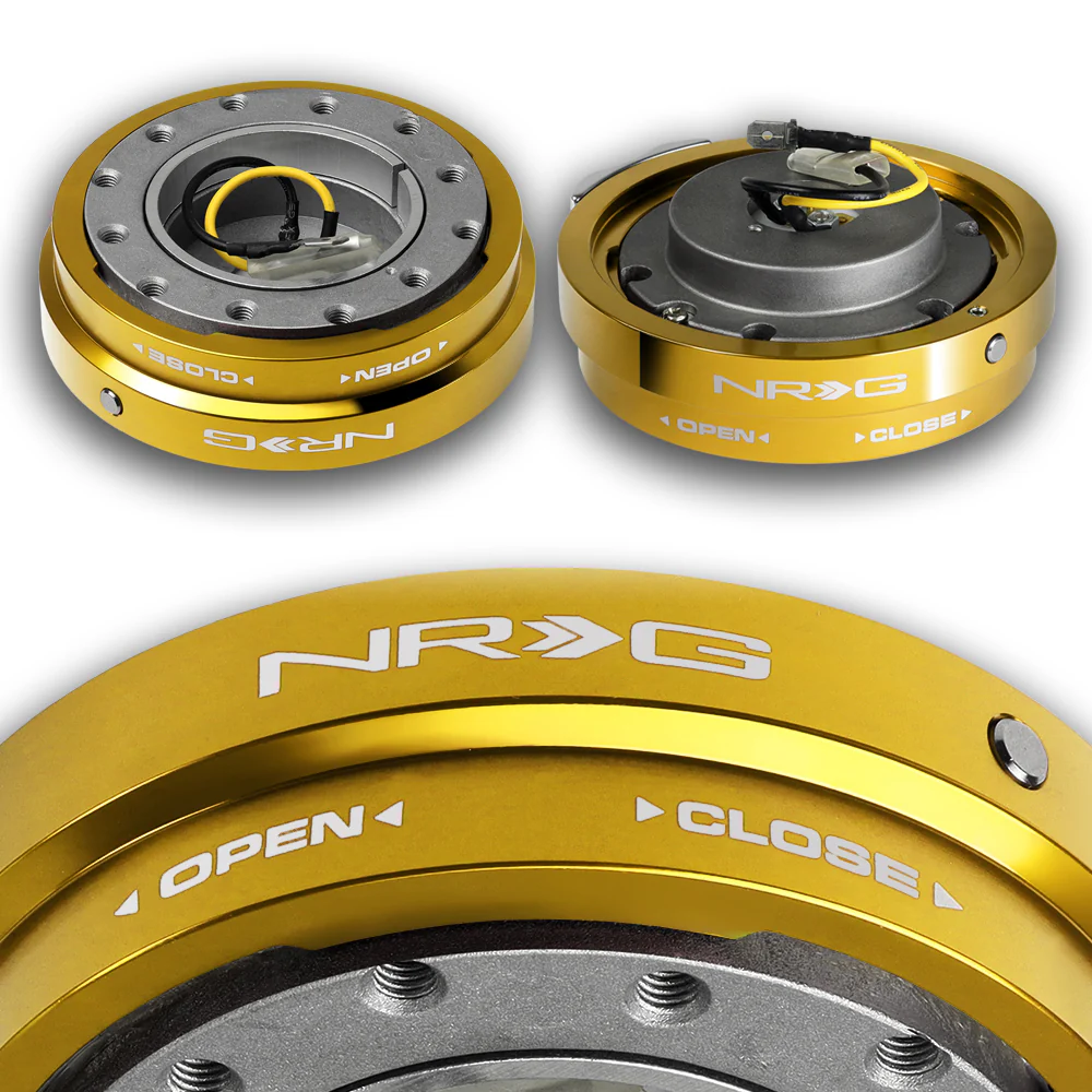 NRG Golden Aluminum 1.25 Thin 6-Bolt Steering Wheel Universal Short Hub Adapter Quick Release Spacer -SRK-400C-GD - Image 2