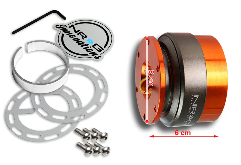 NRG Orange Ball Lock Aluminum 6-Bolt Steering Wheel Gen 2.0 Quick Release Adapter -SRK-200OR - Image 2